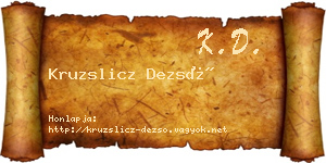 Kruzslicz Dezső névjegykártya