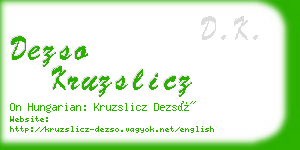 dezso kruzslicz business card